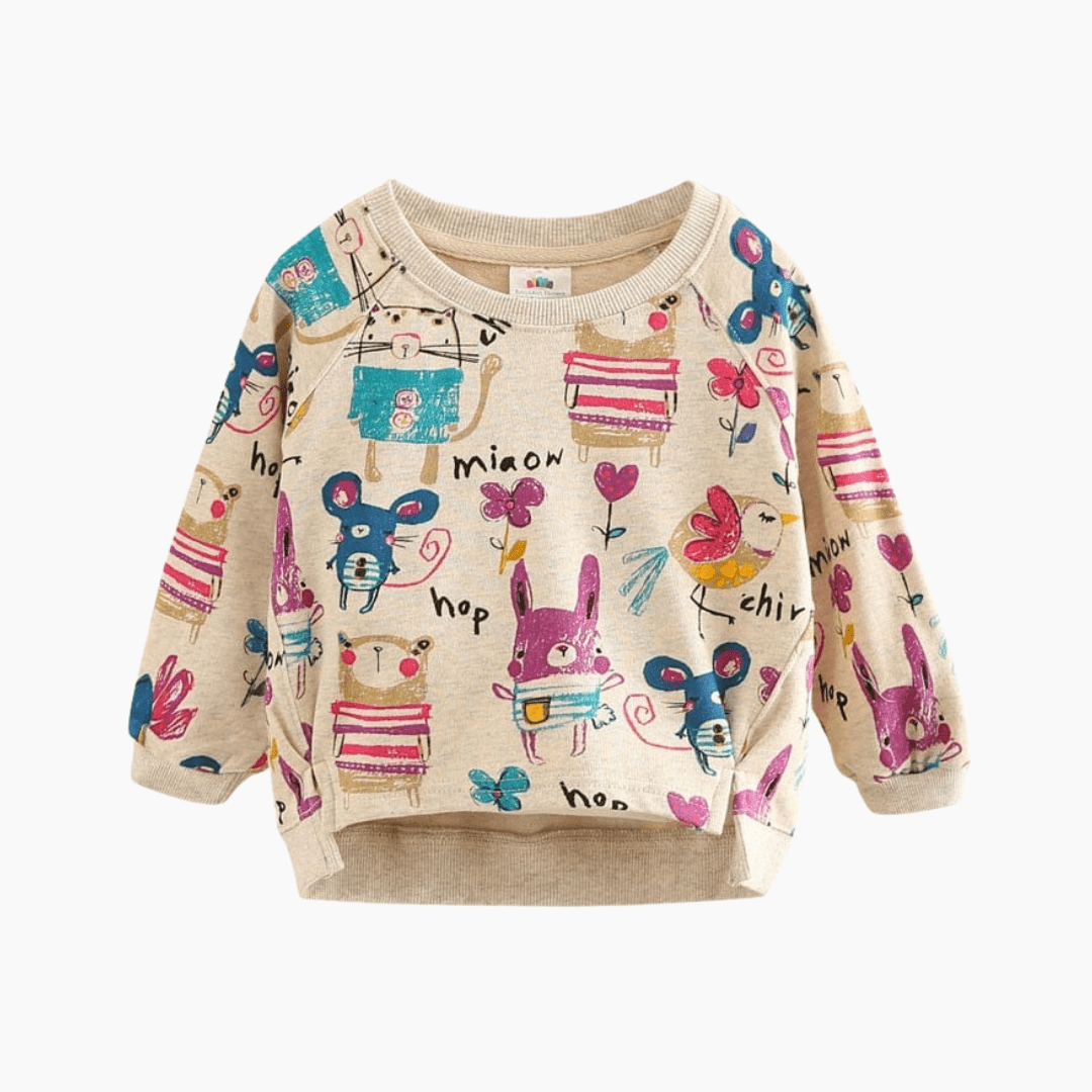 Girl's Clothing Long Sleeve Cartoon Rats Loose Sweatshirt