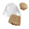 White / 2T Long Sleeve Ribbed Knit Tops + Shorts Skirt