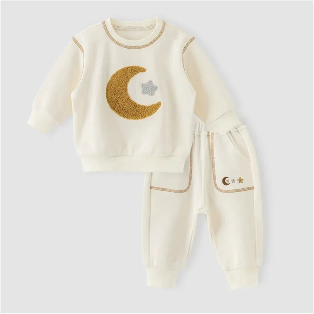 Moon &amp; Star Print / 3-6M Long Sleeve Top and Pants Set