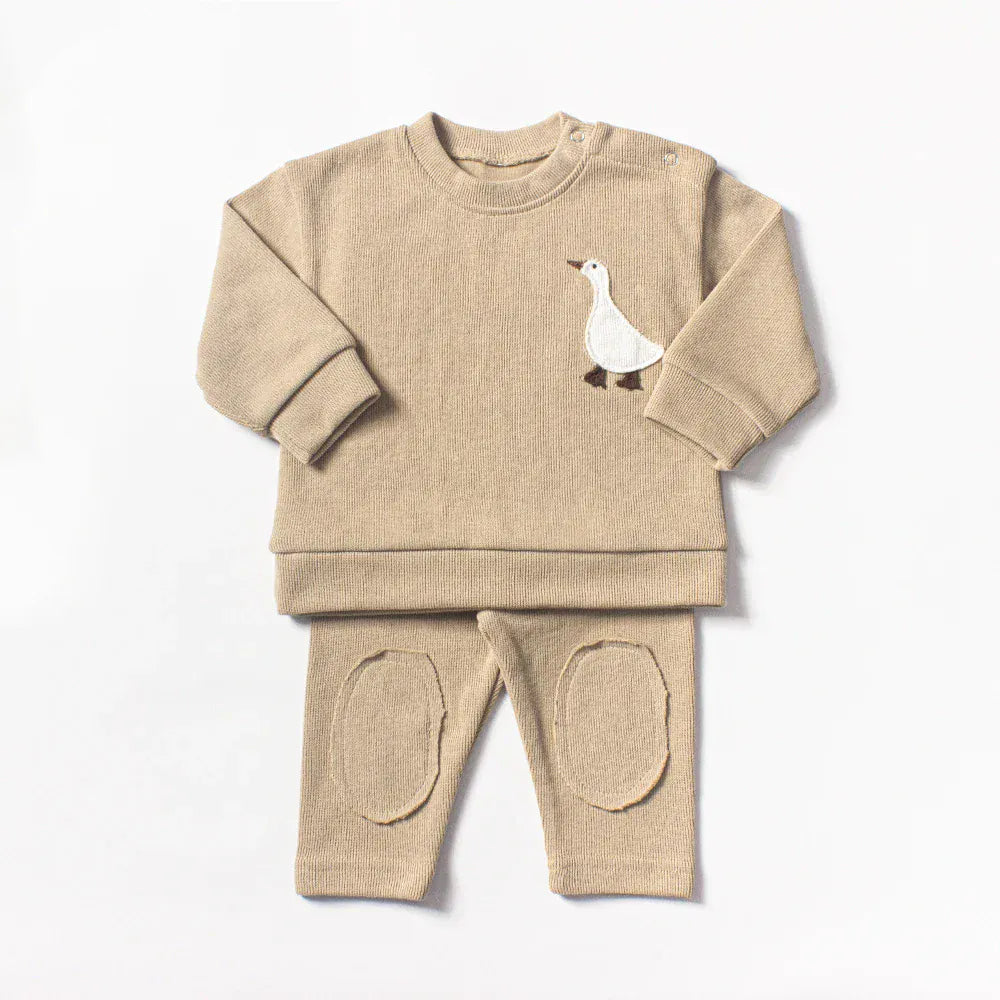 Goose / 6-9M Long Sleeve Top and Pants with Animal Patch
