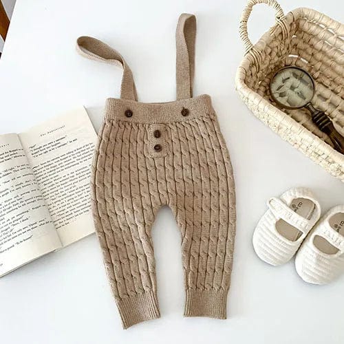 104186 Khaki Pants / 3M Long Sleeved Striped Sweater+Strap Pants