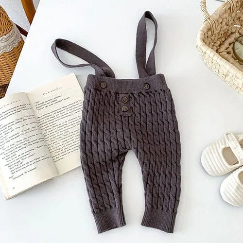 104186 Grey Pants / 18-24M Long Sleeved Striped Sweater+Strap Pants