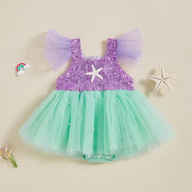 0-3M Mermaid Princess Baby Girl Romper