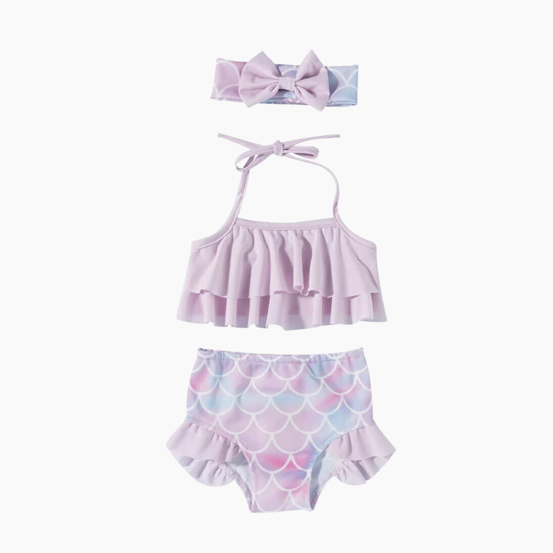 Purple / 6-12M Mermaid Tiered Layer Bikini Swimsuit