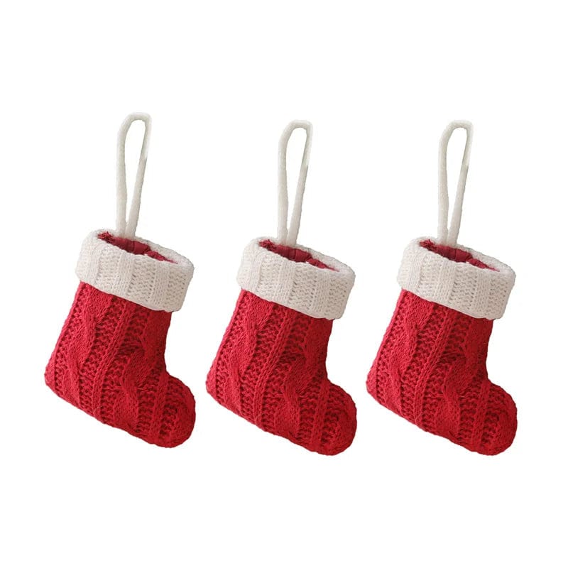 3pcs Red Mini Christmas Socks