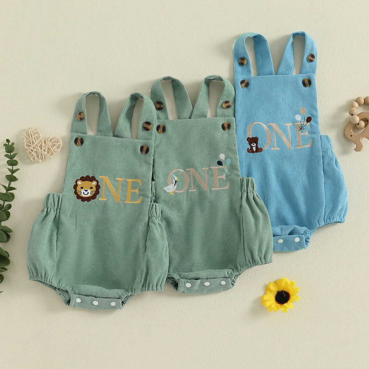 Modern Letter & Animal 1st Birthday Bubble Romper