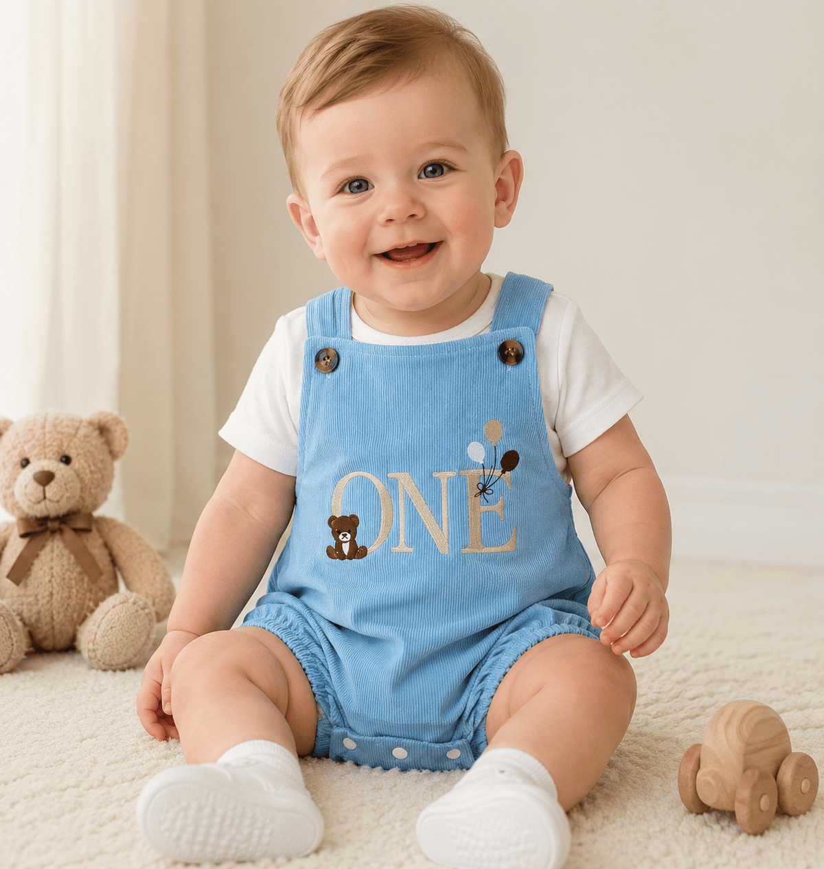 Modern Letter & Animal 1st Birthday Bubble Romper