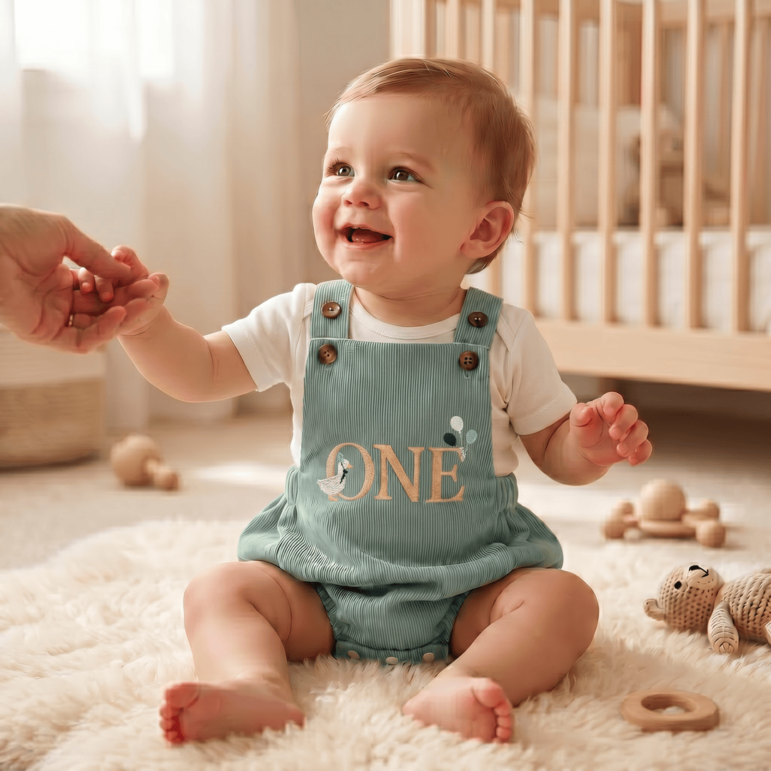 Modern Letter & Animal 1st Birthday Bubble Romper