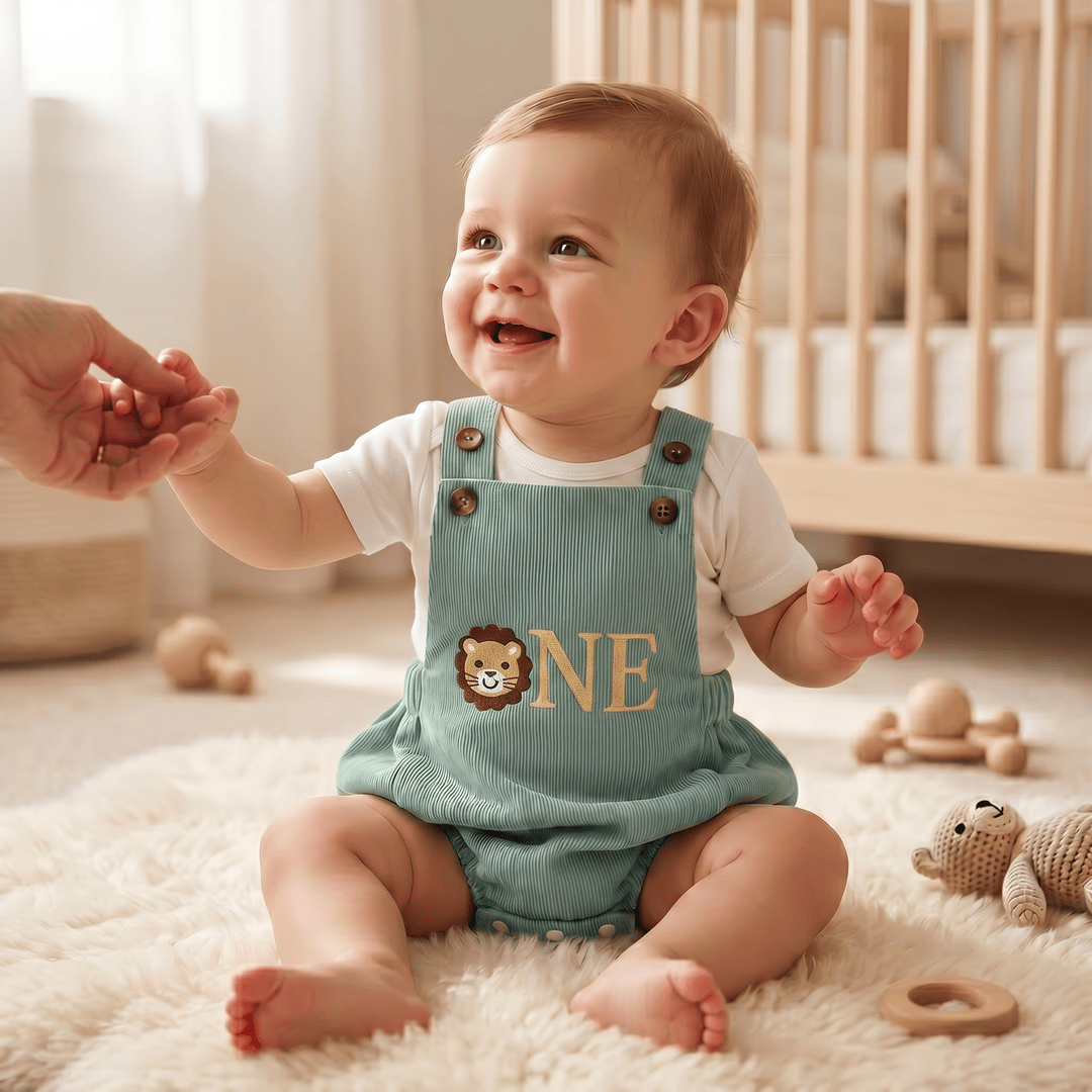 Modern Letter & Animal 1st Birthday Bubble Romper