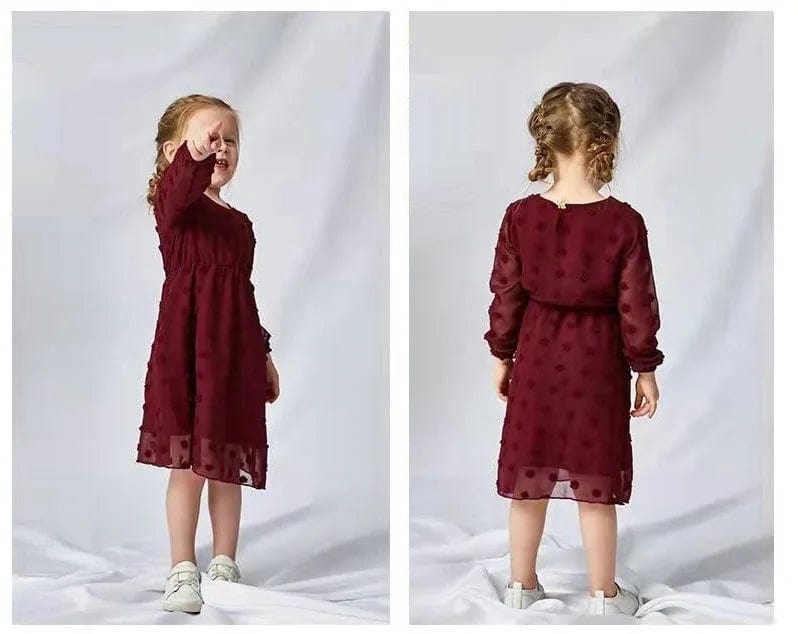 Girl's Clothing Mommy and daughter Long Sleeve Chiffon Dress