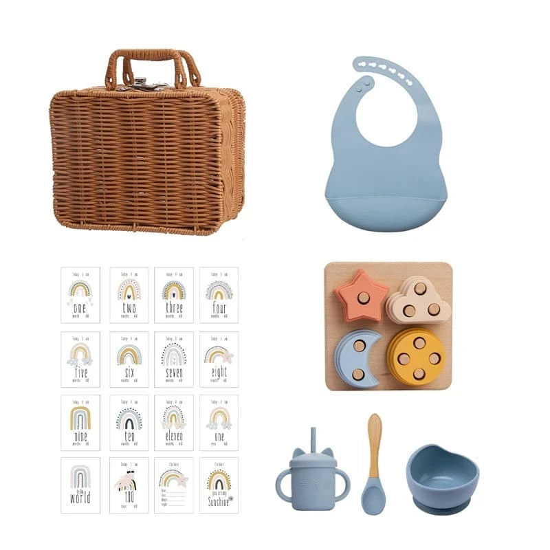Blue column suit Montessori Baby Gift Box