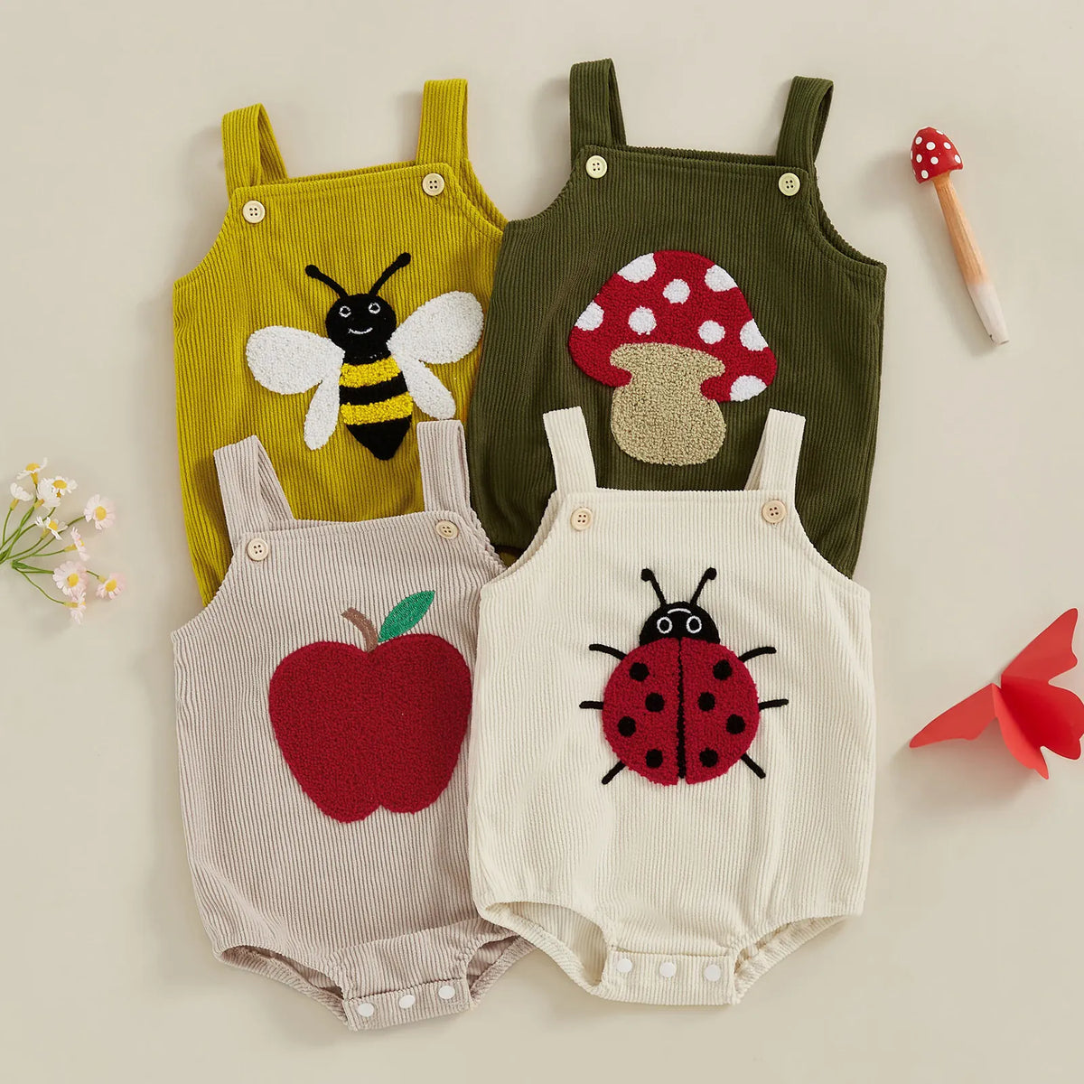Nature & Fruit Embroidered Summer Romper