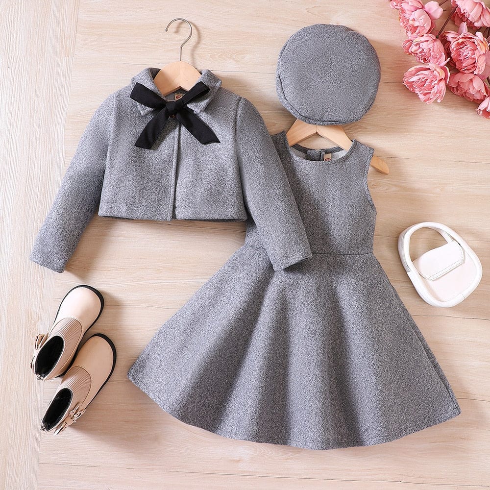 Gray / 90 New Bow Fleece Coat+Tank Top