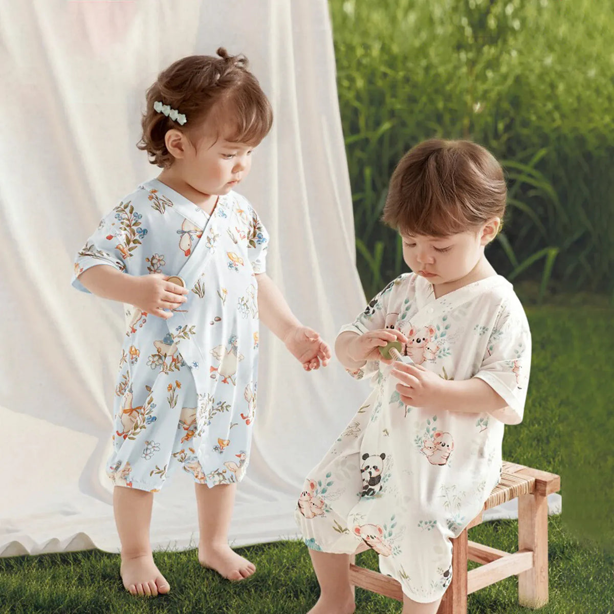 Newborn Baby Thin Breathable Short Sleeve Crawling Suit Bodysuit
