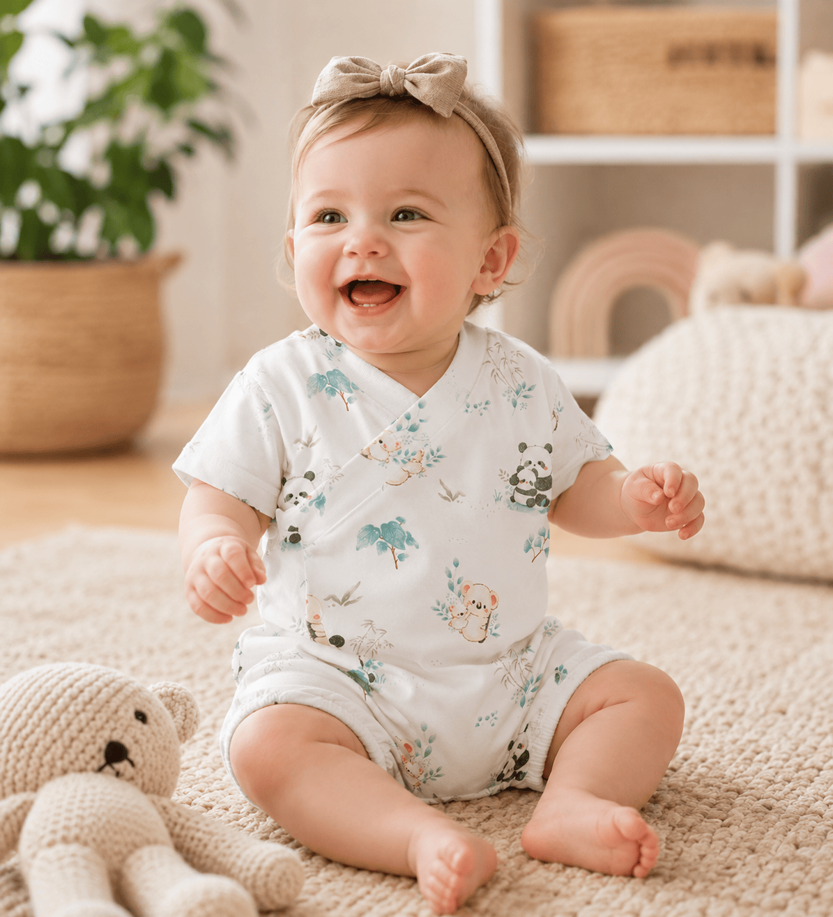 Newborn Baby Thin Breathable Short Sleeve Crawling Suit Bodysuit