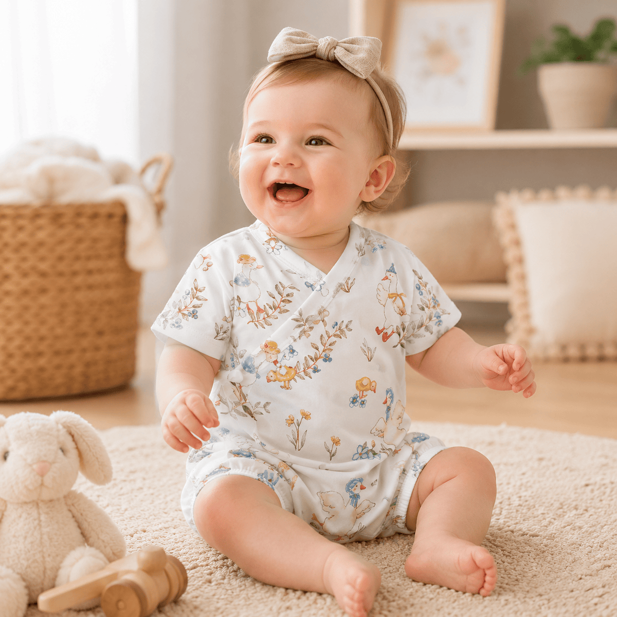 Newborn Baby Thin Breathable Short Sleeve Crawling Suit Bodysuit