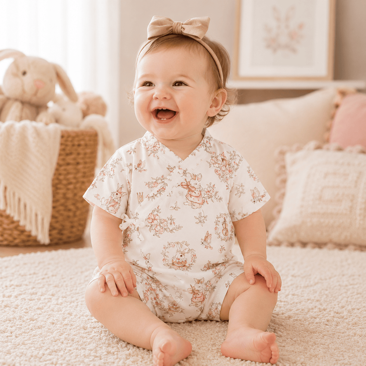 Newborn Baby Thin Breathable Short Sleeve Crawling Suit Bodysuit