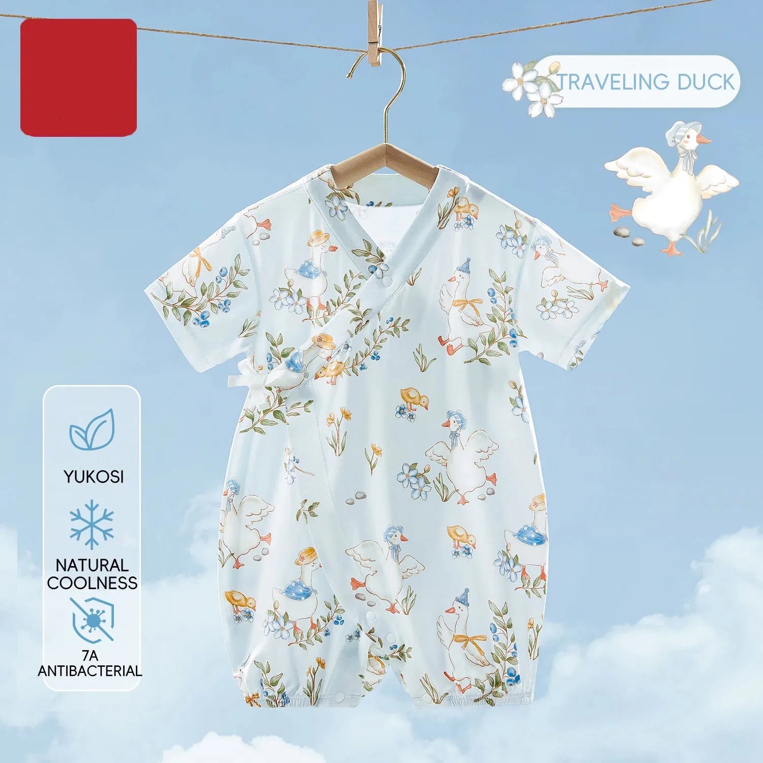 Traveling Duck / 0-3M Newborn Baby Thin Breathable Short Sleeve Crawling Suit Bodysuit