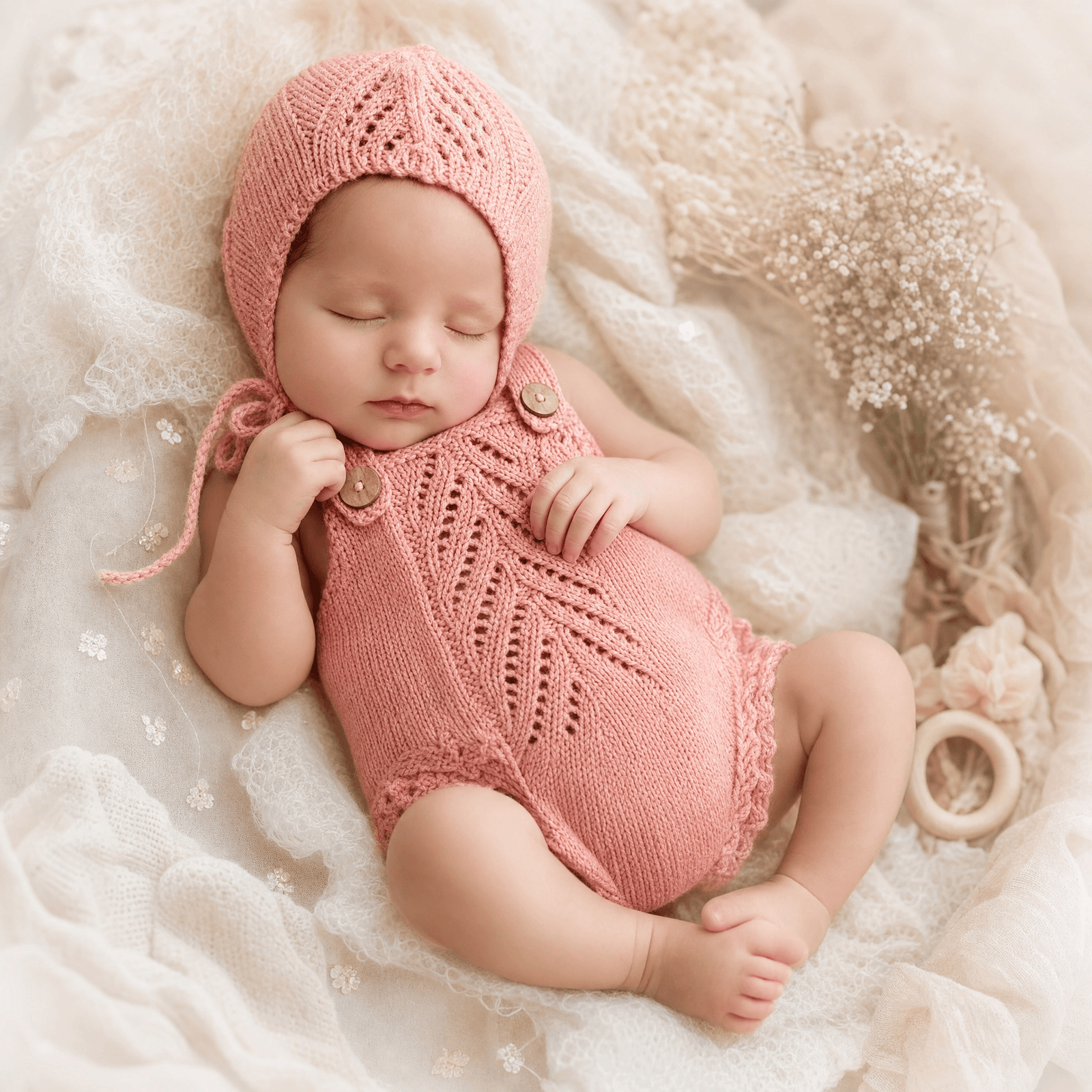 Newborn Cashmere Knit Romper & Hat Photography Prop Set