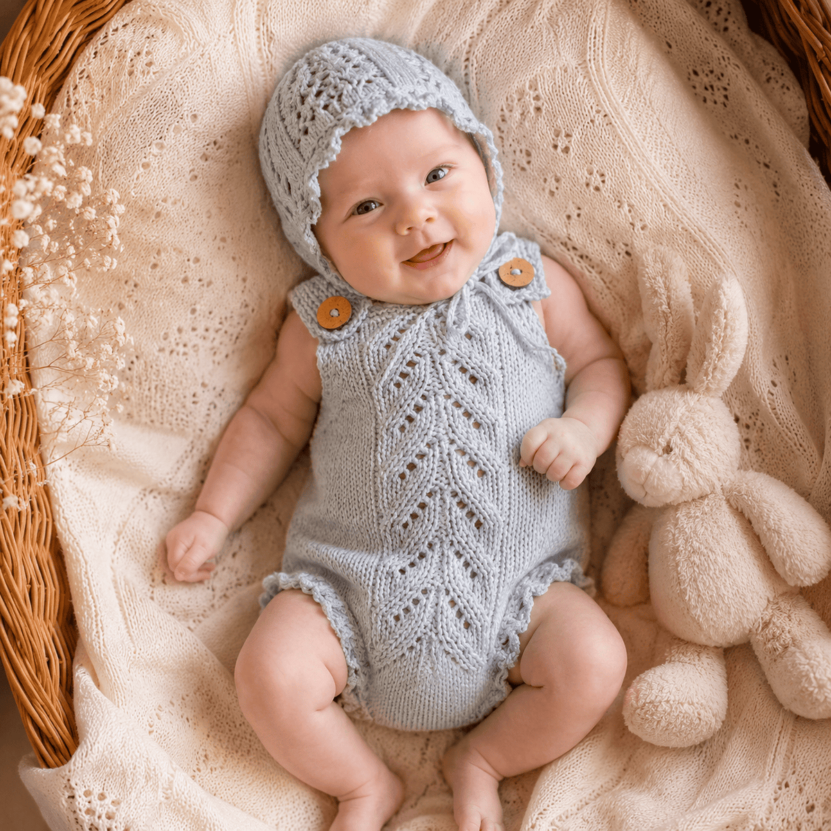 Newborn Cashmere Knit Romper & Hat Photography Prop Set