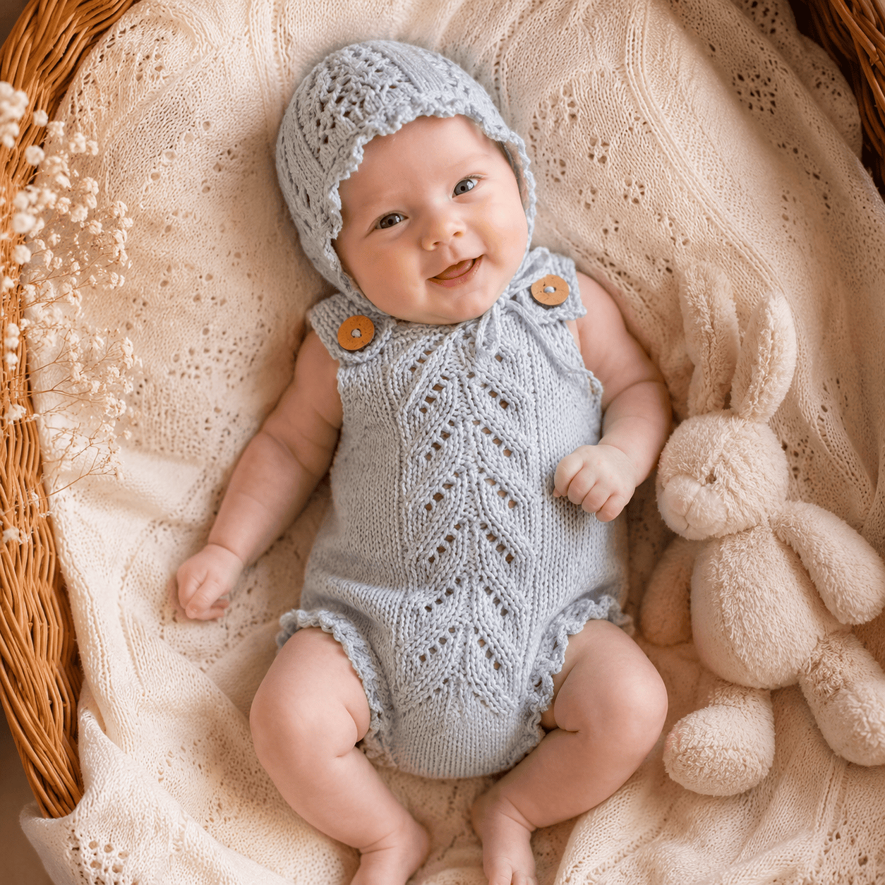 Newborn Cashmere Knit Romper & Hat Photography Prop Set