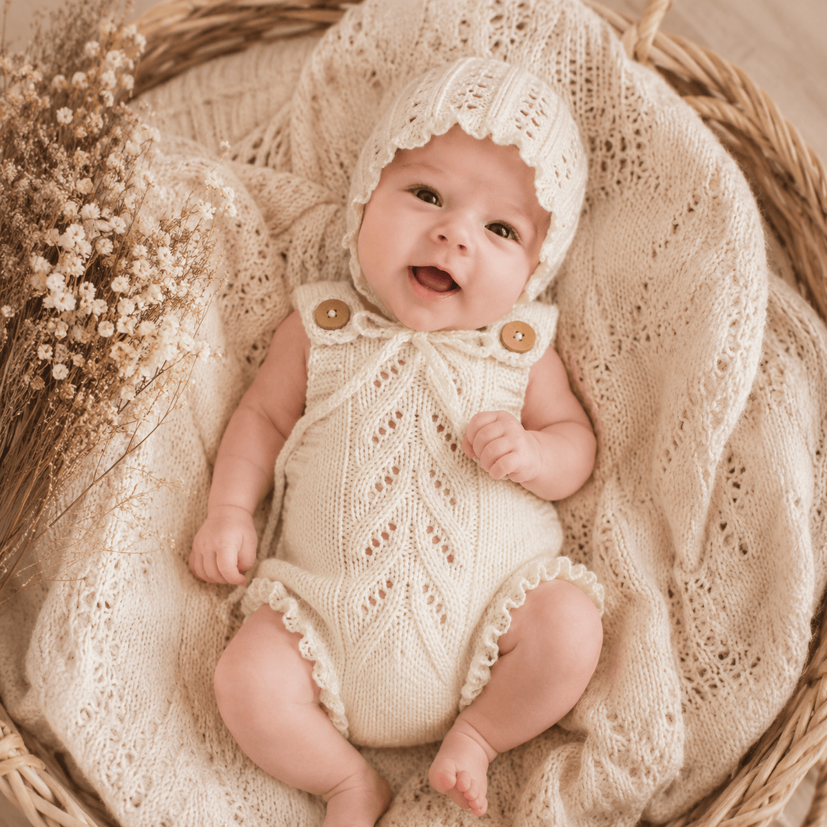 Newborn Cashmere Knit Romper & Hat Photography Prop Set