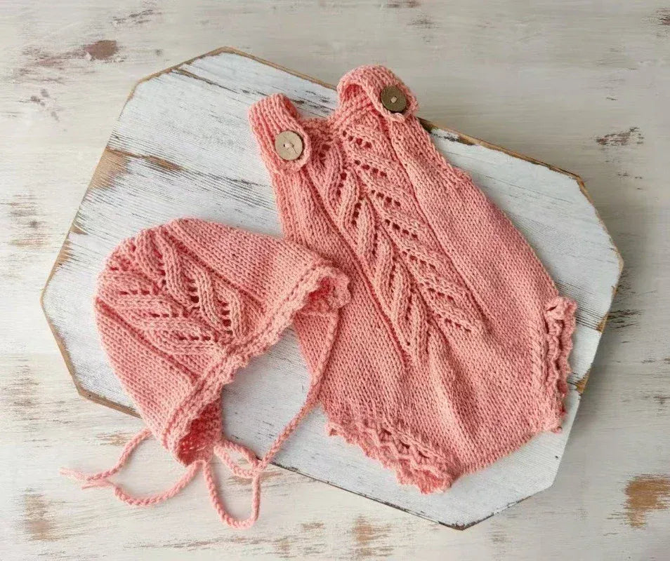 Pink / 0-1M Newborn Cashmere Knit Romper & Hat Photography Prop Set