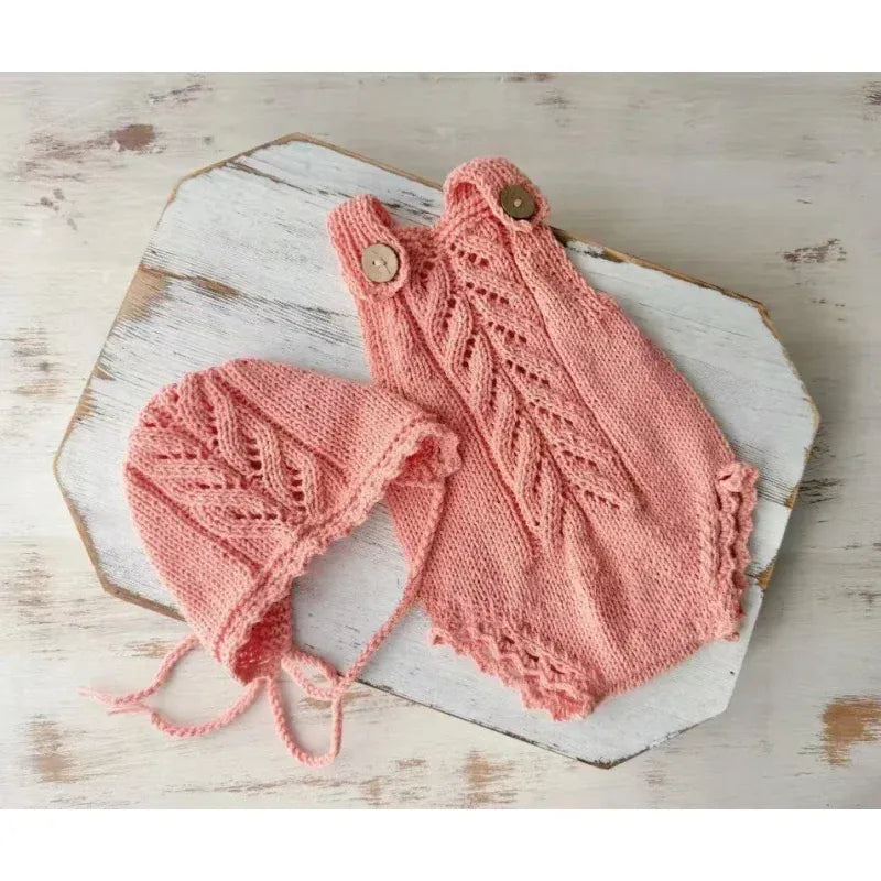 Newborn Cashmere Knit Romper & Hat Photography Prop Set