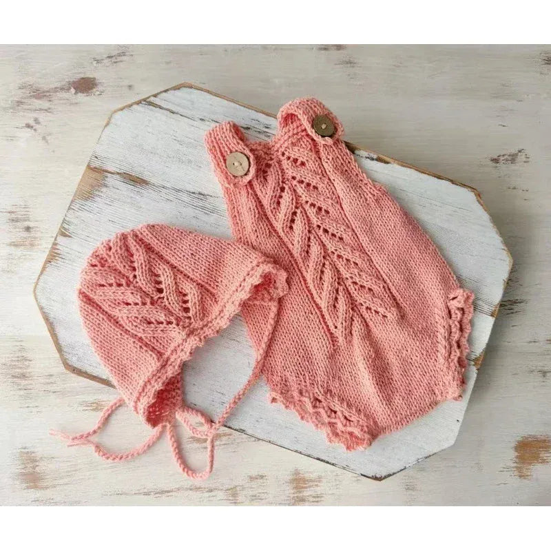 Newborn Cashmere Knit Romper & Hat Photography Prop Set