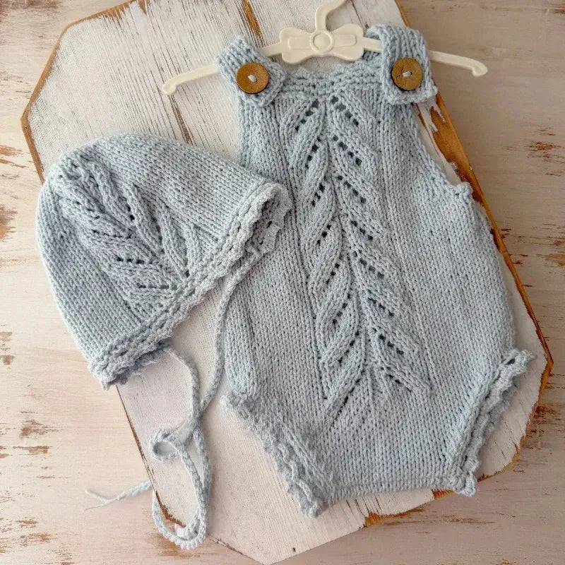 Newborn Cashmere Knit Romper & Hat Photography Prop Set