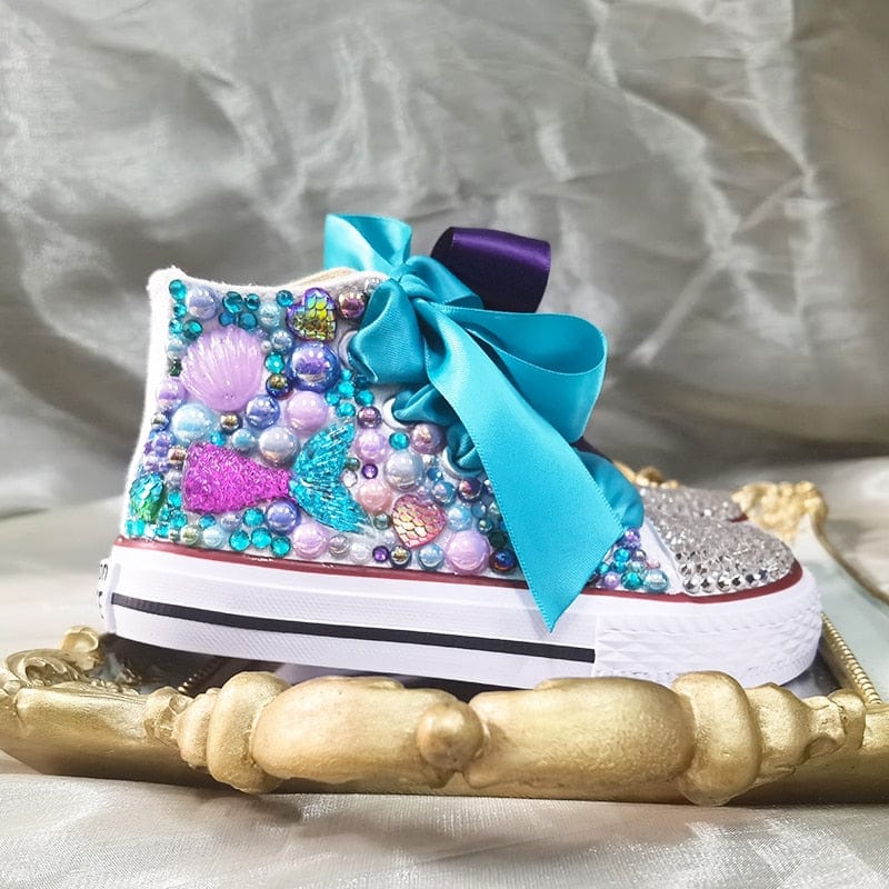 Ocean Theme Kids High Top Pearls Sneakers