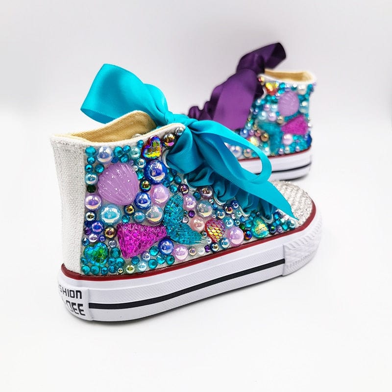 A / 23 Ocean Theme Kids High Top Pearls Sneakers