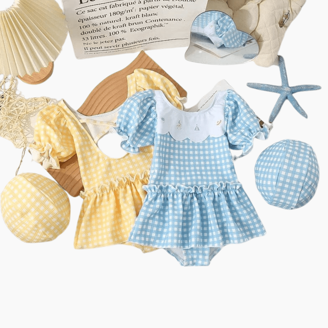 Girl's Clothing One-Piece Girls Plaid Swimsuit