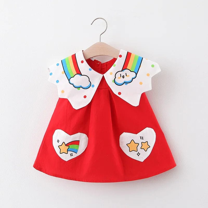 Rainbow Sleeveless Dress, Red / 12-18M