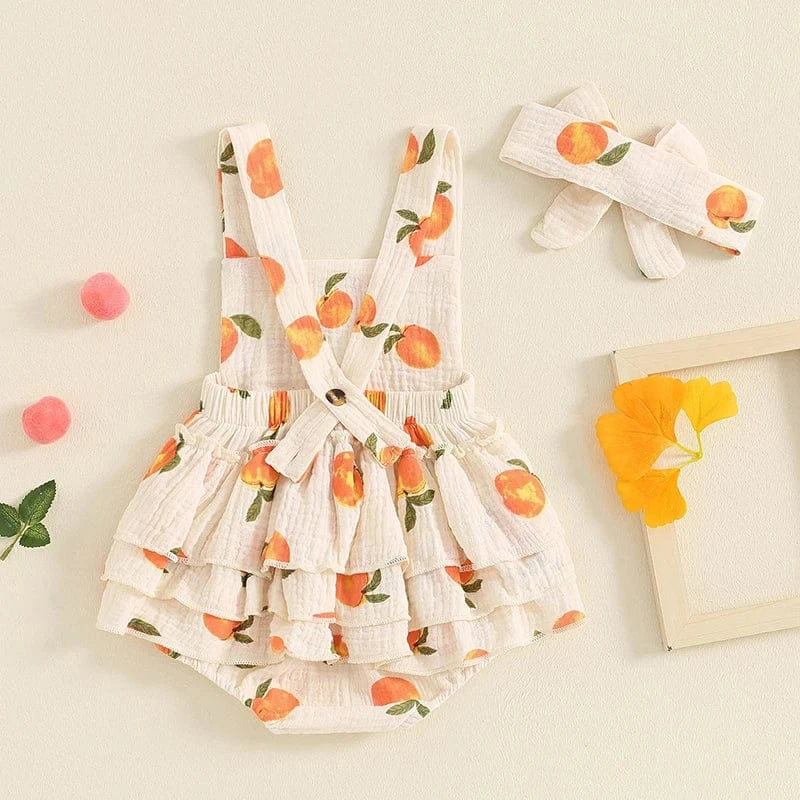 Peach Print Baby Girl Summer Romper