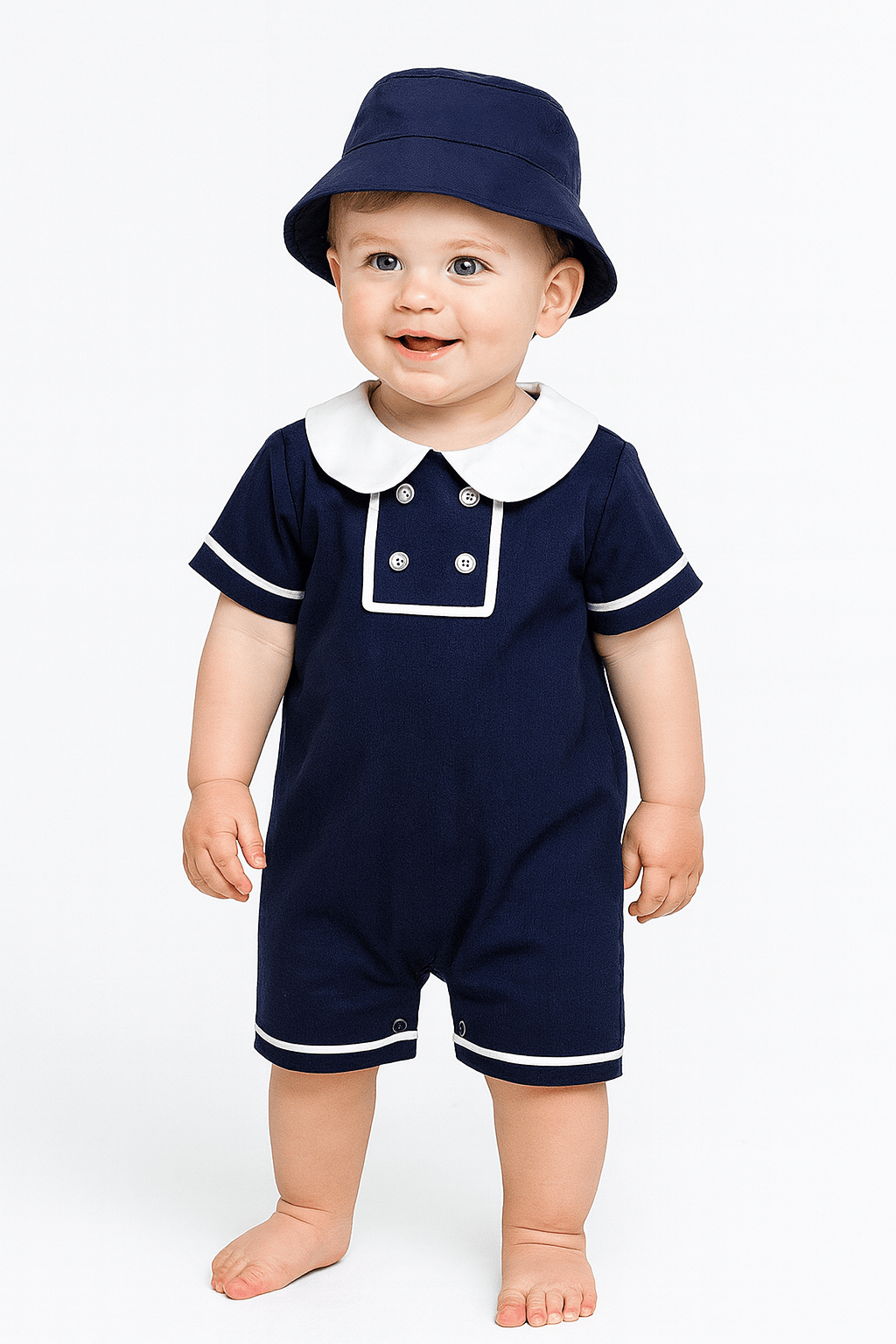 Peter Pan Collar Navy Romper