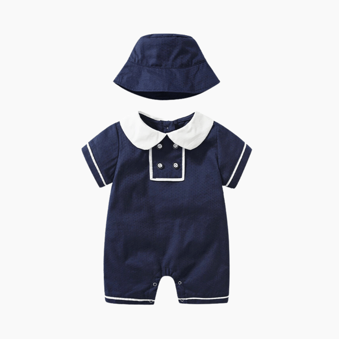 Peter Pan Collar Navy Romper