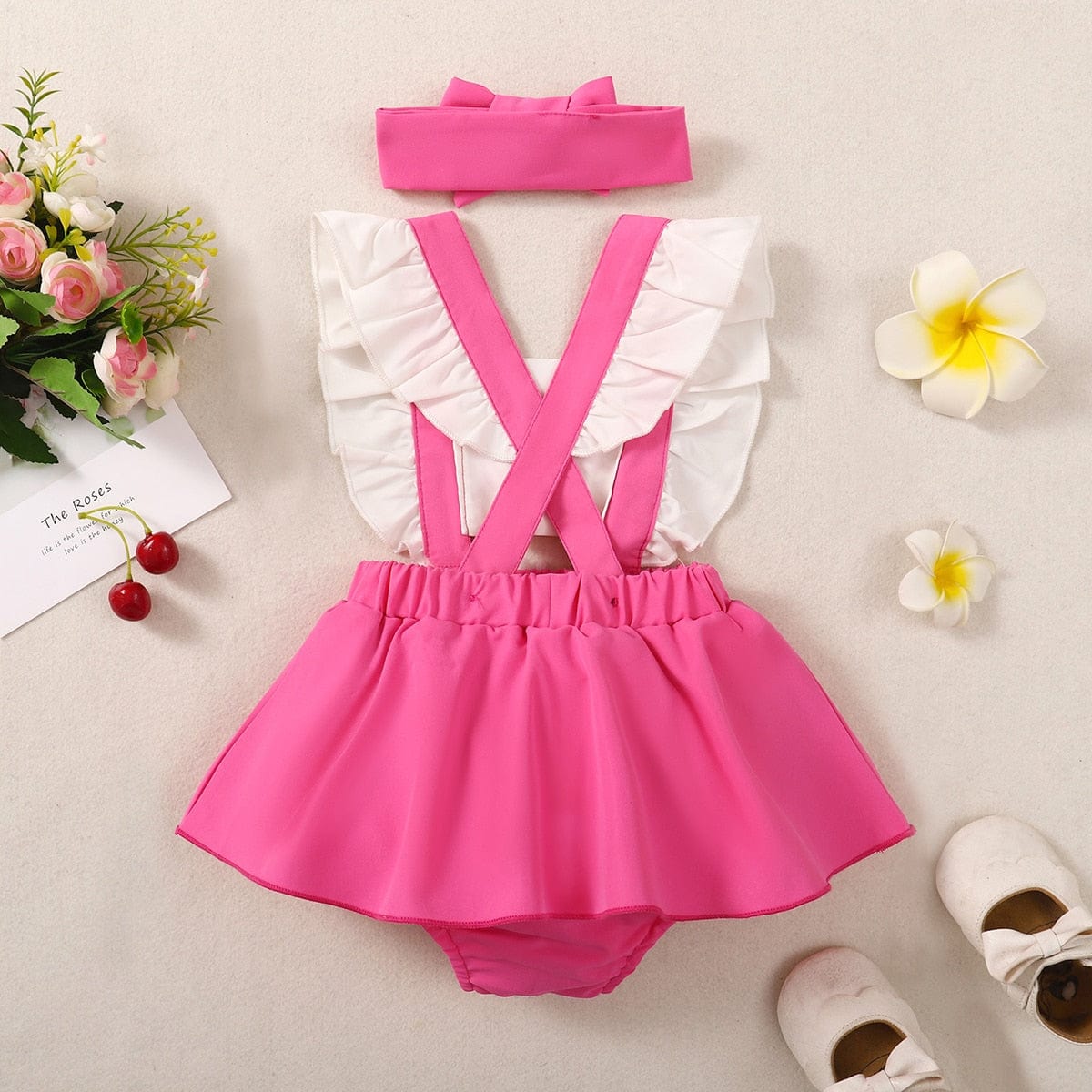Pink Baby Romper Dress with Headband