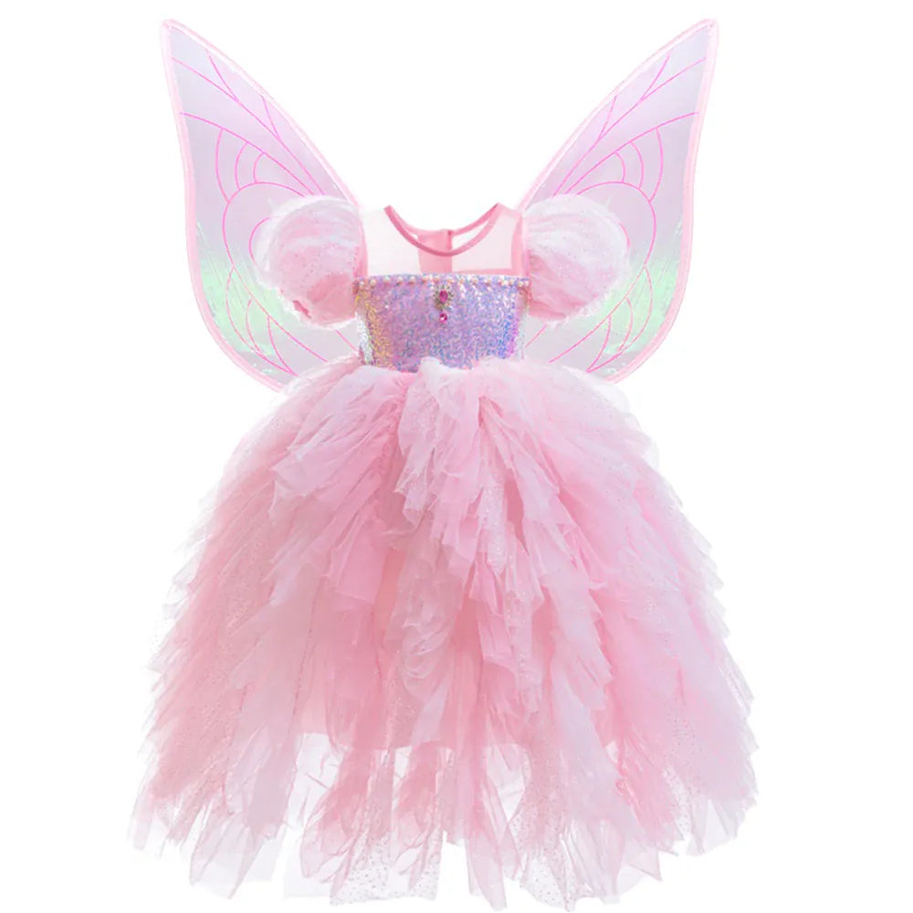Pink Fairy Wings Set / 3-4T Pink Butterfly Princess Dress &amp; Costume Set