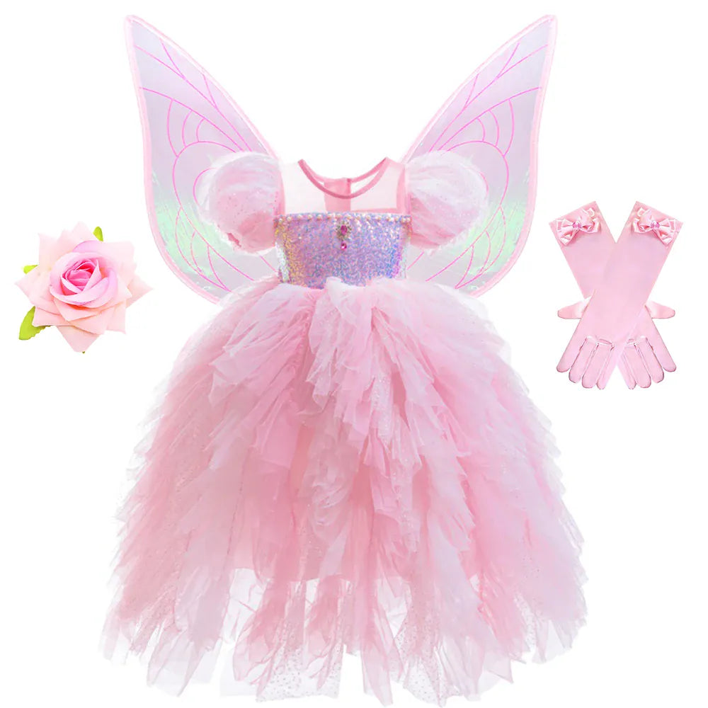Pink Butterfly Princess Dress & Costume Set