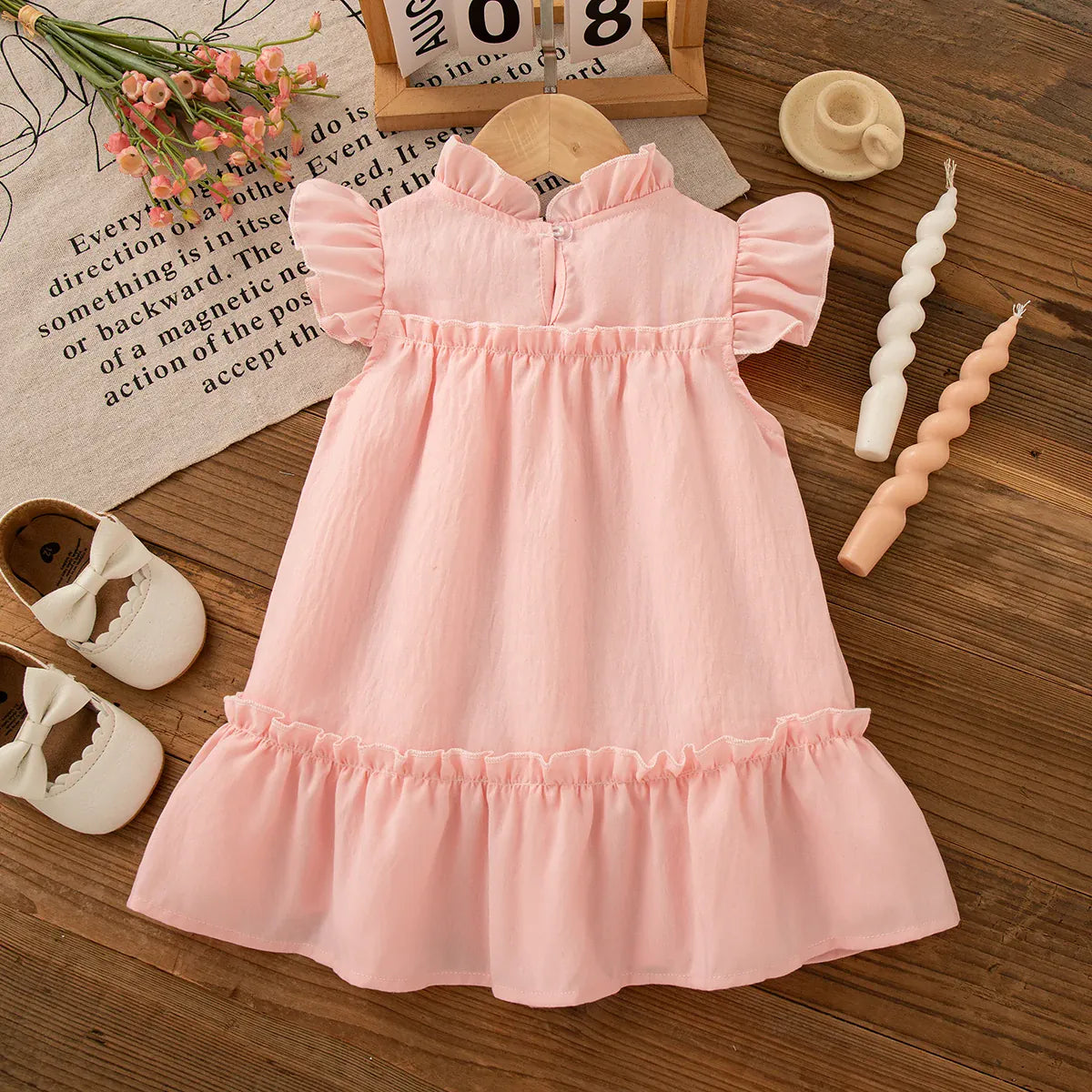 Pink Chiffon Dress with Tulip Bow