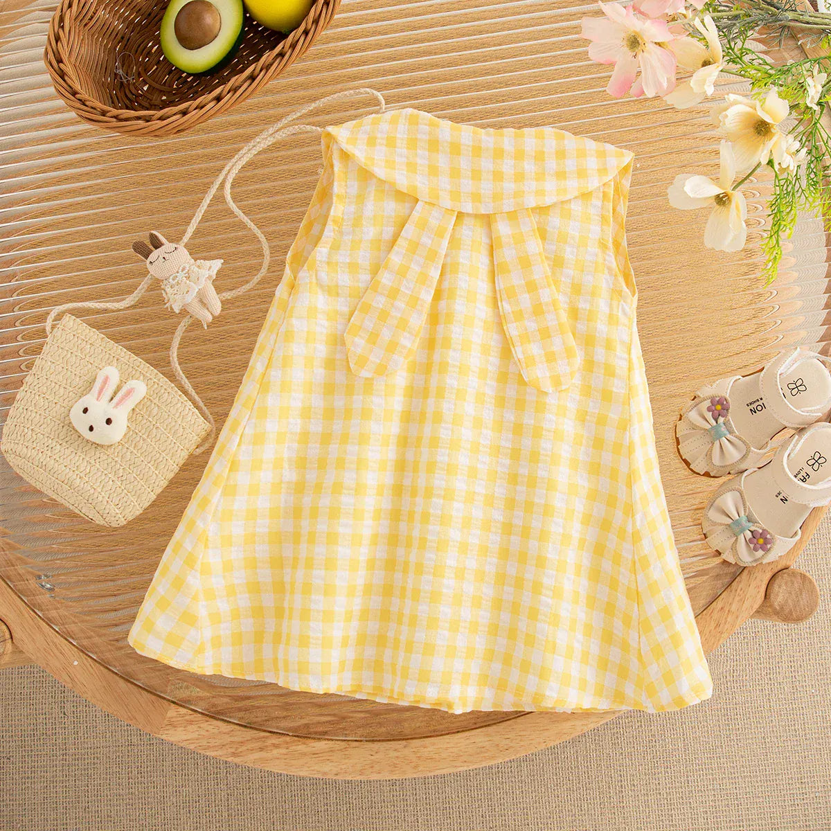 Plaid Dress & Matching Bunny Bag Set