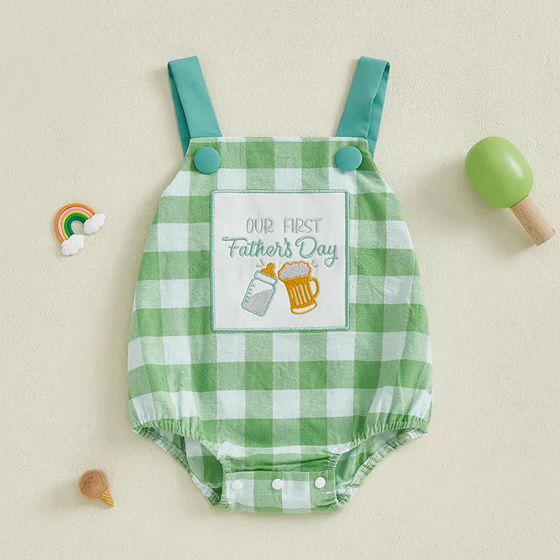 Plaid Father's Day Romper for Baby Boys & Girls