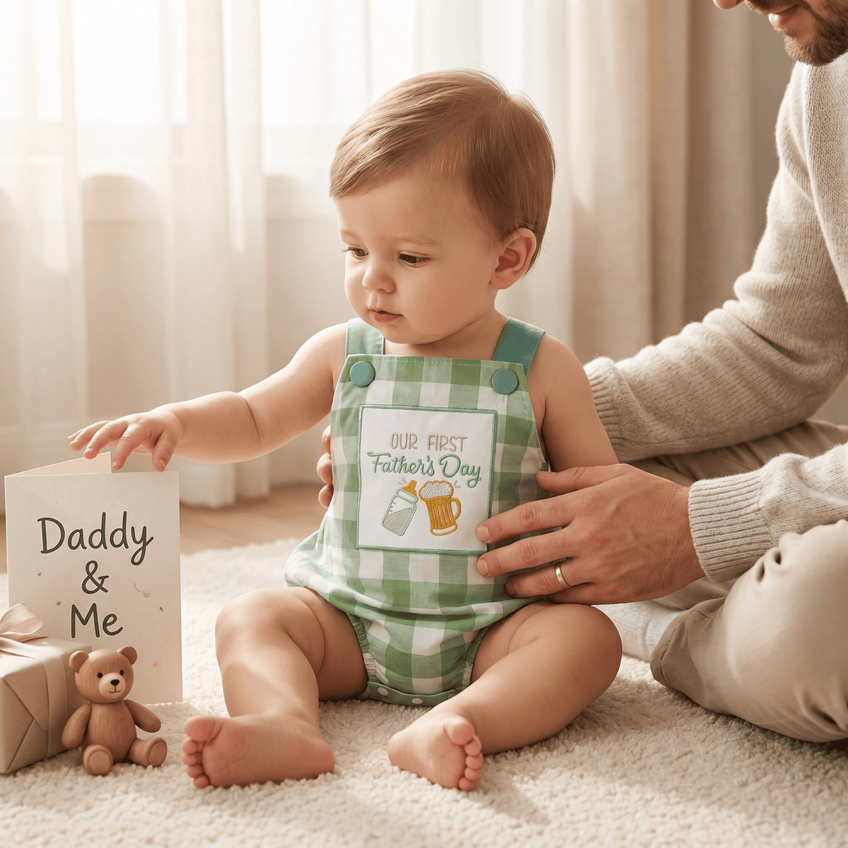 Plaid Father's Day Romper for Baby Boys & Girls