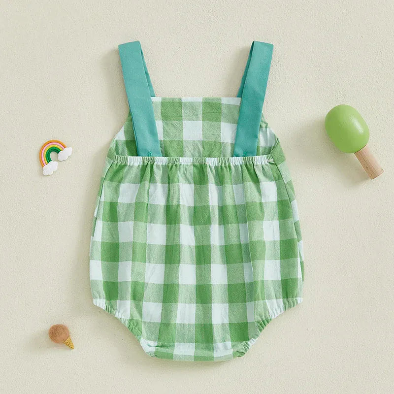 Plaid Father's Day Romper for Baby Boys & Girls