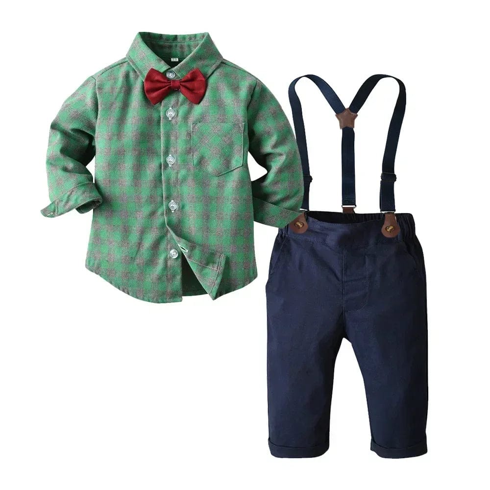 green / 12-18M Plaid Shirt and strap pants