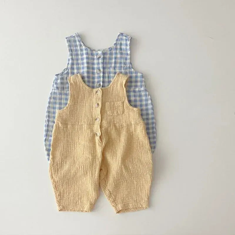 Plaid & Solid Color Jumpsuits