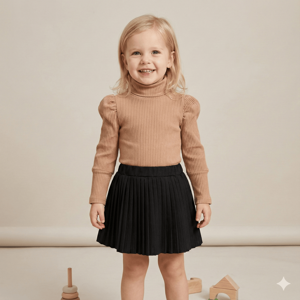 Girl's Clothing Pleated Skirt and Top Set