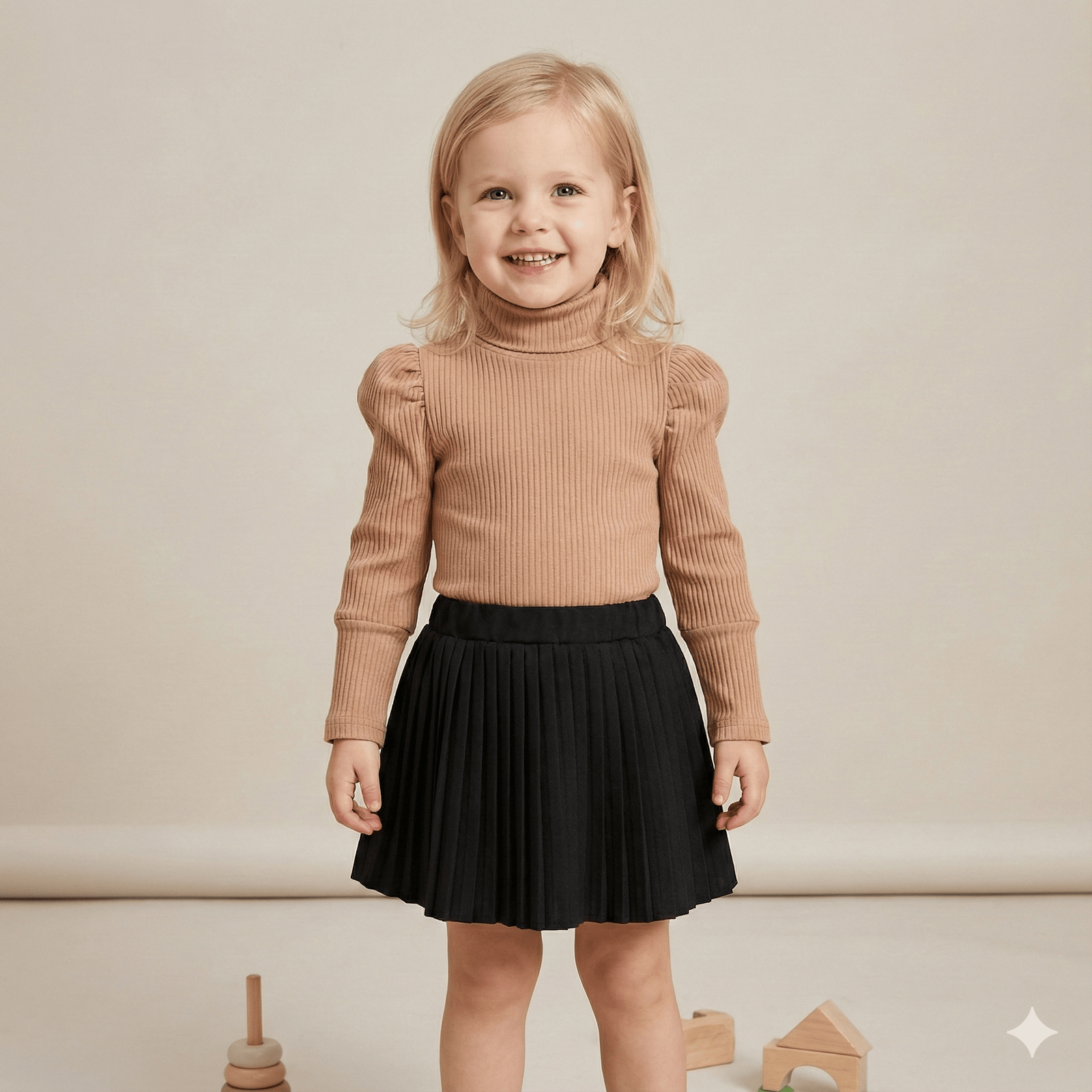 Girl's Clothing Pleated Skirt and Top Set