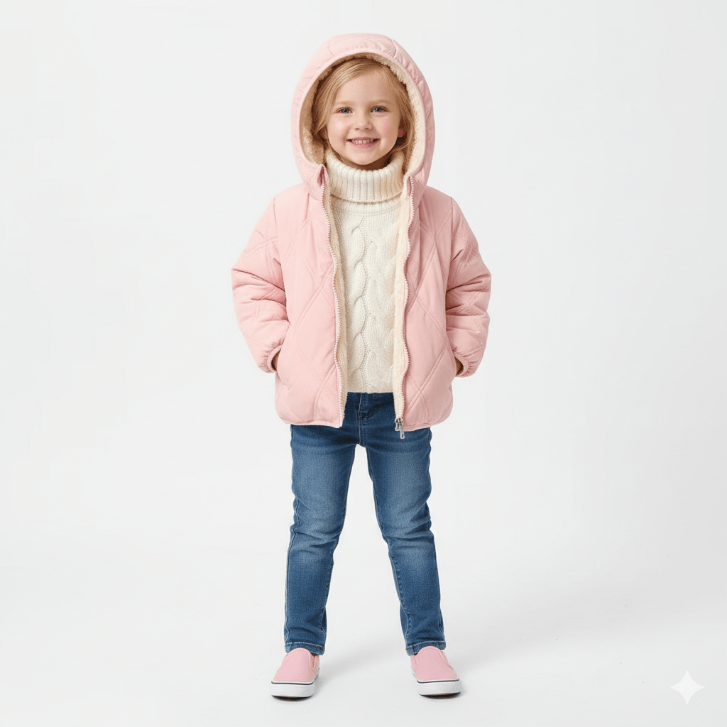 Plush Velvet Lined Winter Puffer Jacket for Kids
